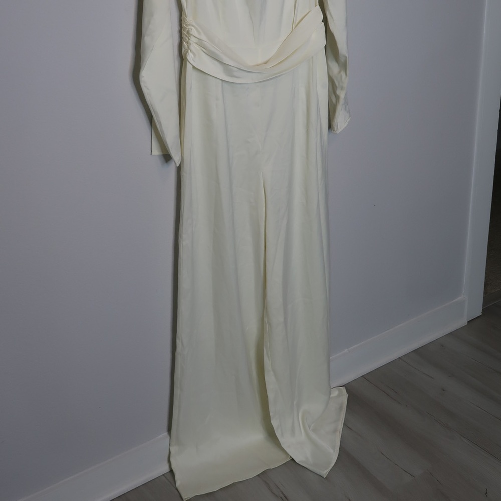 Satin High Neck Long Sleeve Jumpsuit - Picture 7 of 9